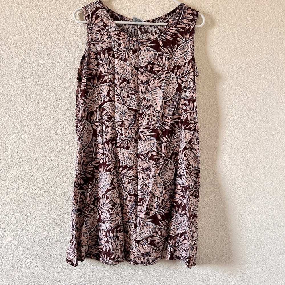 Coconut Hawaiian Beach Palm Leaf Dress Small Sleeveless Vacation Cruise Pullover